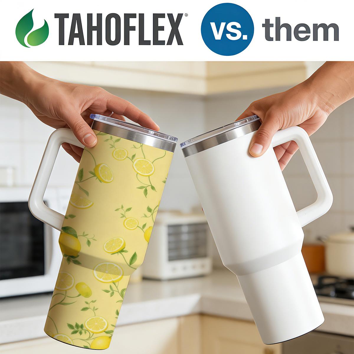 30 oz Zesty Lemon Insulated Tumbler, Sunny Yellow Travel Mug with Vintage Citrus Fruit Print, Comfort Handle & Straw, Summer Vibe Aesthetic Water Bottle, Perfect Gift for Sun Seekers