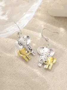 A Pair of Creative Retro and Cute Copper Handmade Two Tone Elephant Earrings, Animal Earrings, Elephant Enthusiast Earrings, Women's Bohemian Style Earrings, The Perfect Holiday Gift