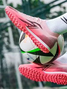 Men's Football Shoes Adult TF Nails Sports Training Lace-Up Lightweight Rubber Anti-Slip Professional Competition Shoes Football Boots