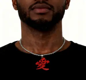 Naruto Gaara 'Love' Pendant Necklace Red Stainless Steel Kanji Design Unisex Ninja Cosplay Jewelry Ultimate Otaku Gift for Anime Fans NarutoCosplay GaaraLove AnimeMerchandise NinjaStyle OtakuGifts