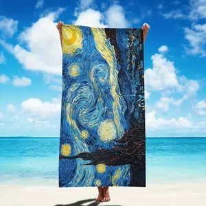 A Single Pack of Van Gogh'S *The Starry Night* Beach Towel Designed for Both Beach And Bath Use. This Large, Quick-Drying Towel Made of Polyester Offers from Sand And Sun