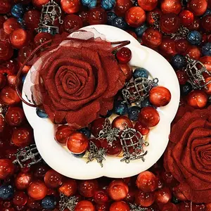 【Fallen Rose】16mm12mmRed Cat's Eye Beads DIY Mixed Bead Bracelet Phone Chain Pendant