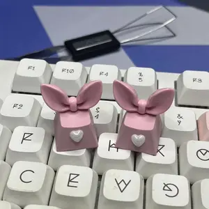 DIY Customized Bow Rabbit Ear Keycap for Cross Axis Game Pink Mechanical Keyboard R4 Key Cap