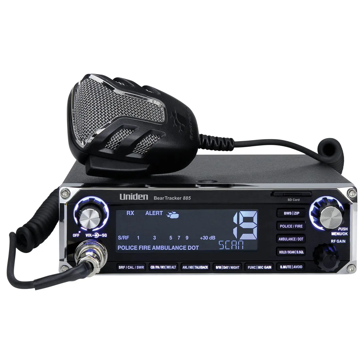 Uniden Hybrid CB Radio & Digital Scanner with Wireless Mic - Vehicle Electronics Accessory, Antenna System Check, Beartracker Warning System, Weather Channel Scan for Gadget Lovers
