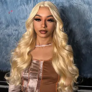 613 Glueless Wigs Human Hair 5x5 Lace Closure Wig Remy Straight Blonde Pre Plucked Glueless Wig 100% Human Hair Wigs Ready To Go
