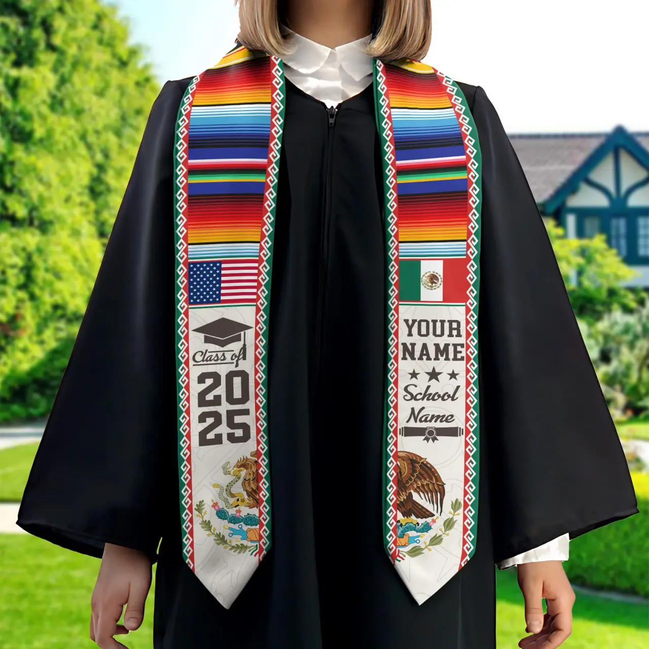 Personalized Mexican Stole, Custom Mexican Graduation Stole, Mexican Stole Graduation Class Of 2025, Mexican Graduation Sash U004