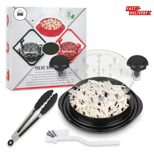 Chicken Shredder, Large Chicken Breast Shredder Tool Twist with 7" Tong - Cleaning Brush Silicone Mat, Chicken Shredder Machine Ergonomic Handle, Dishwasher Safe, Anti-Slip, BPA Free