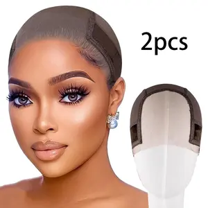 2Pcs Lace Wig Grip Cap for Women 4x5 Transparent Lace Wig Caps Non Slip Wig Gripper for Keeping Wigs In Place Adjustable Wig Cap with Grip Headband Make