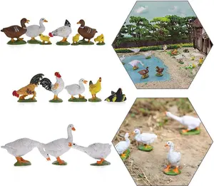 30PCS O Scale Farm Animal Figurines 1:43 Scale, Realistic Painted Chicken Duck Goose PVC Miniature Animals, O Gauge Model Train Layout Accessories, Farm Diorama Scenery, Railway Landscape Decor