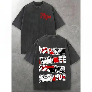 Dandadan Anime Vintage Washed Oversized T-Shirt Momo Okarun Graphic Tee Casual Streetwear For Men Women