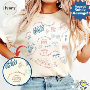 Liberal Fourth of July Doodle shirt, Liberal Patriotic shirt, Secret Subtle Message American Fourth of July Tee, shirt, FDT Tee
