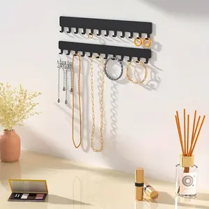Wall-Mounted Jewelry Storage Rack, Necklace Display Stand, Hanging Organizer for Rings Earrings Bracelets, Elegant Fashion Style, Jewelry Storage Unit, Home Jewelry Organizer