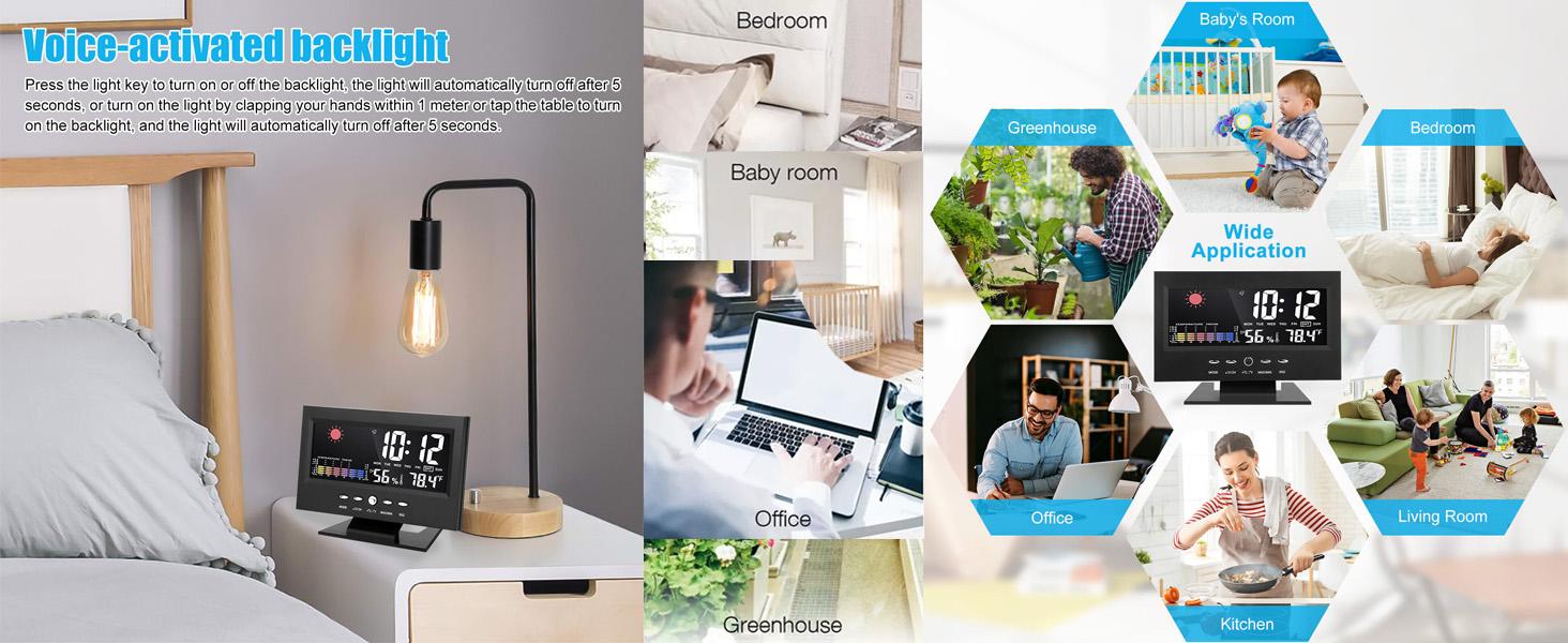 Large display LED digital alarm clock 180 degrees date day temperature display adjustable