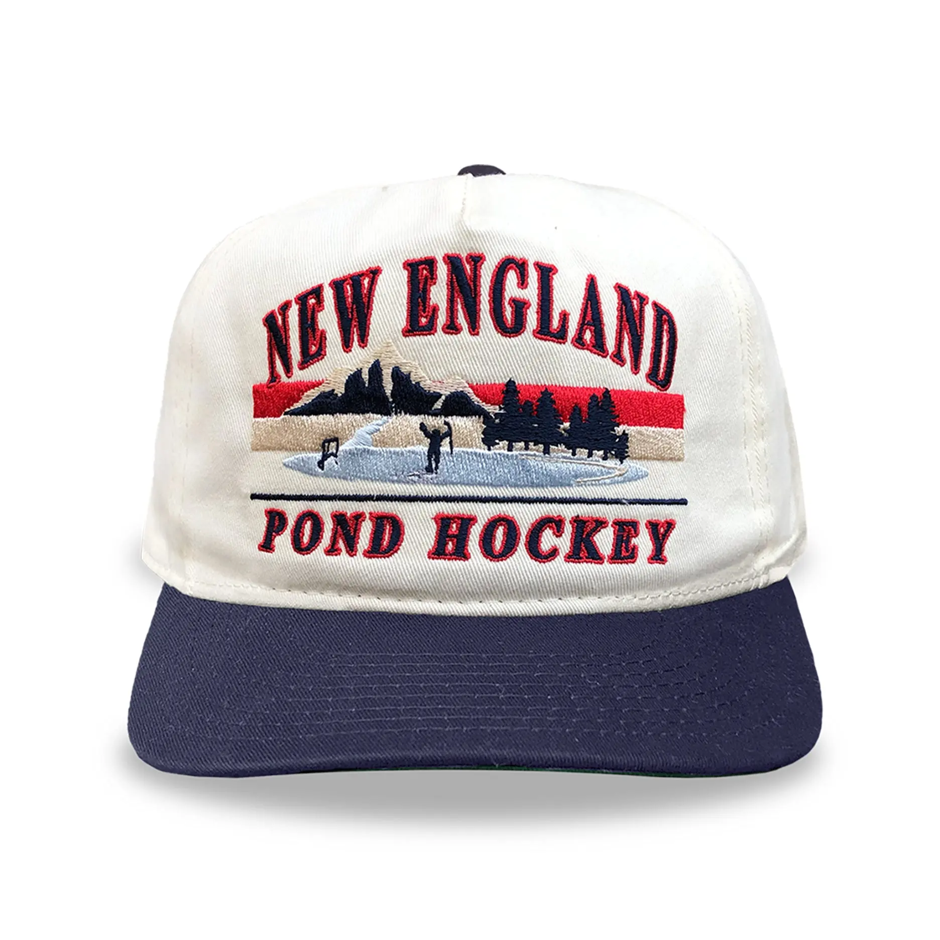 New England Pond Hockey Snapback: Cream