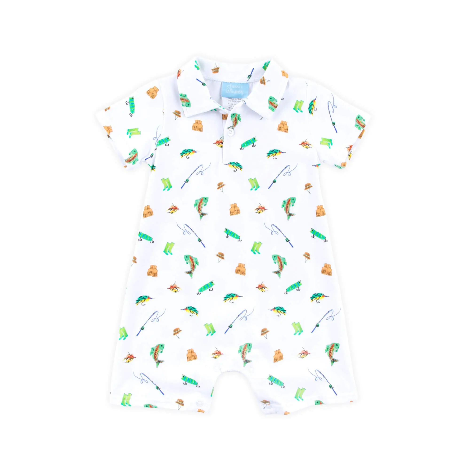 Catch of the Day Polo Romper - Soft Knit Outfit for Baby & Toddler Boys