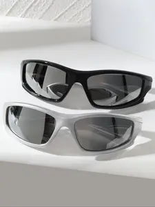 Unisex Fashion Sunglasses, Plastic Wrap Design, Ideal for Music Festivals & Parties, Daily Outing, All Seasons Wear, Stylish Glasses