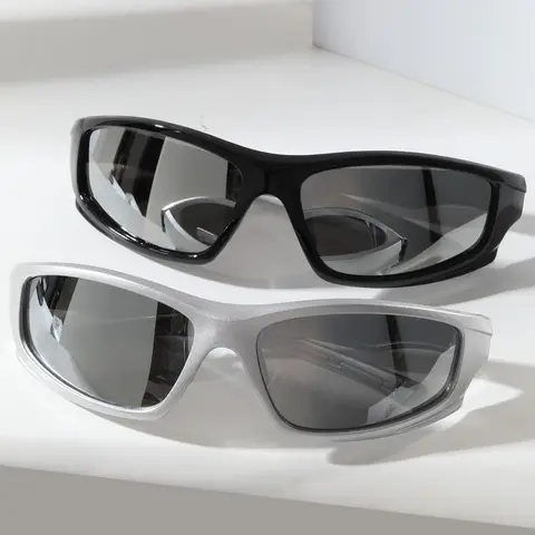 Unisex Fashion Sunglasses, Plastic Wrap Design, Ideal for Music Festivals & Parties, Daily Outing, All Seasons Wear, Fashion Shades