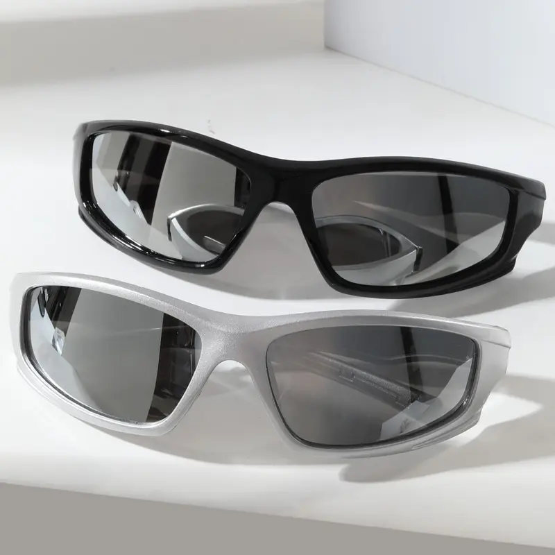 Unisex Fashion Sunglasses, Plastic Wrap Design, Ideal for Music Festivals & Parties, Daily Outing, All Seasons Wear, Fashion Shades