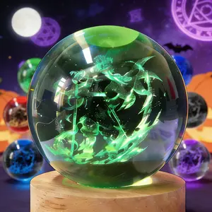 DBZ Romantic Valentine's Day Gift 7-Color Crystal Ball LED Night Light - 3.15 Inch 3D Glowing Lamp, USB-Powered Ambiance Enhancer, Creative Romantic Decor for Bedroom, Ideal Couples Gift