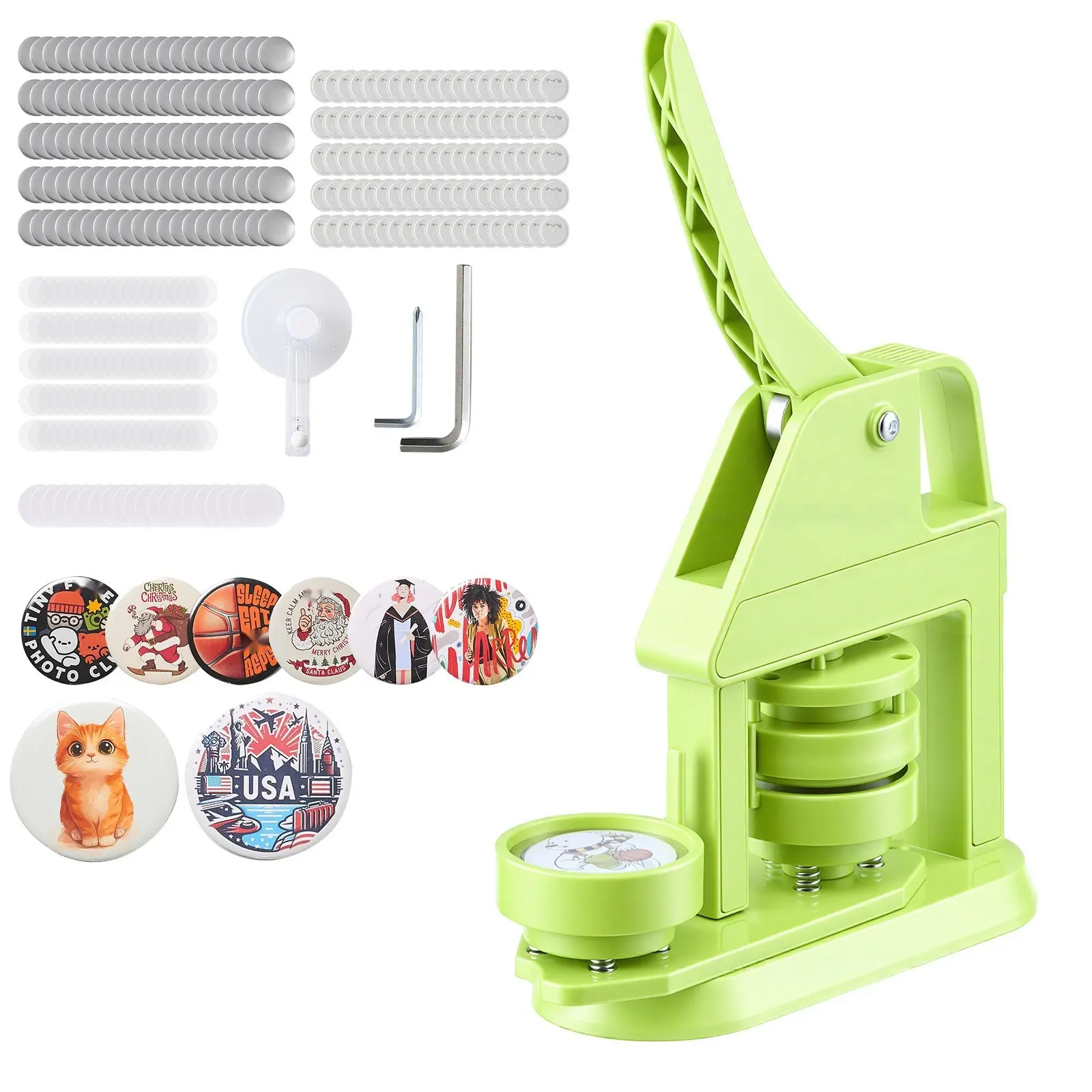 Button Maker Machine 2.28 Inch, Plastic Pin Maker With 100 Pcs Button Parts, Mr. Panda Magic Book, Circle Cutter And Hex Wrenches, Reinforced Ergonomic Handle, For DIY Badges, Personalized Pins, Crafting Tool Set