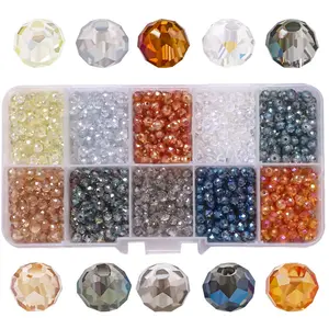 1 Box 10 Grid Glass Flat Beads Bead Mix Bead Assortment DIY Jewelry Accessories Necklace Bracelet Jewelry Making Supplies String Beads