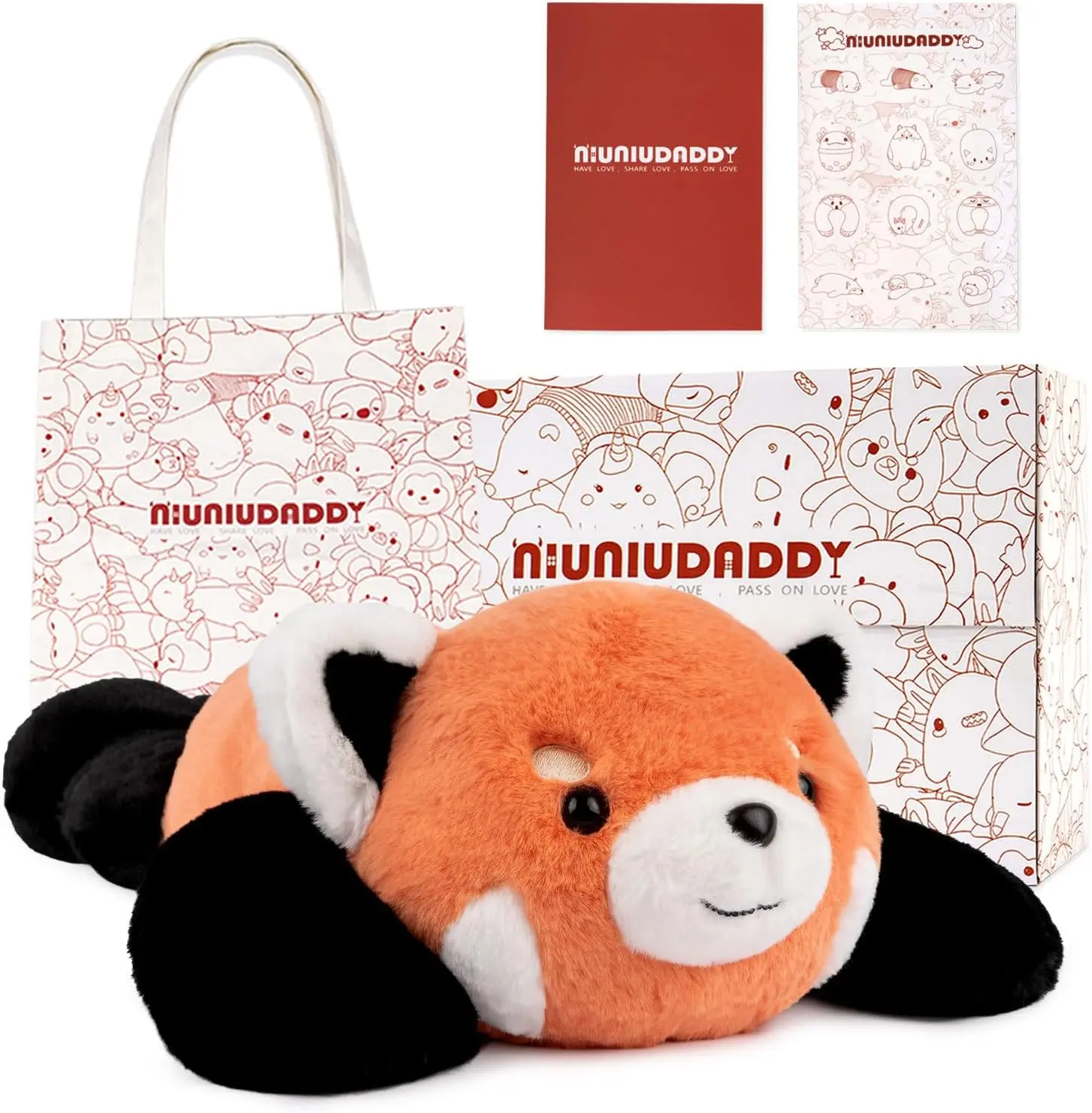 NiuniuDaddy Red Panda Weighted Stuffed Animals for Anxiety, 3.3lb Weighted Plush Red Panda Toys Realistic Relaxation