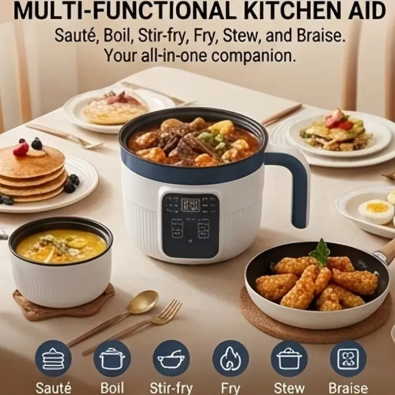 Household electric rice cooker with smart scheduling, multifunctional low-pressure cooking, mini compact size for 1–2–3 people, easy to clean, sleek design, 2026 new model