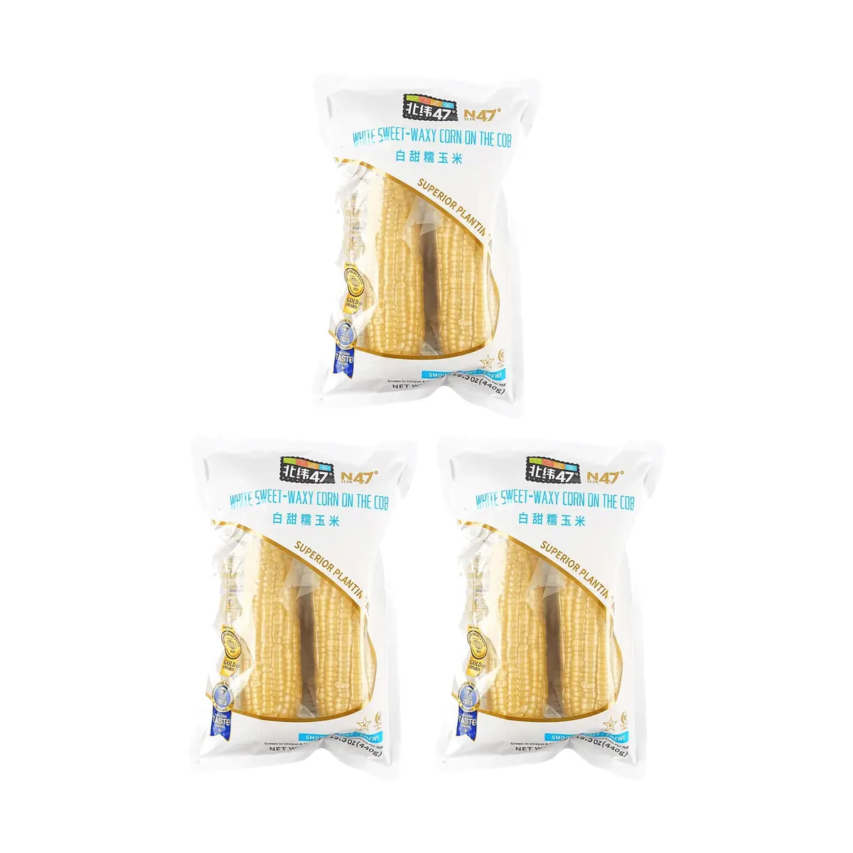 Bei Wei Sweet Corn 2-Ear Pack - Soft, Sticky, Fragrant Northeast China Corn (400g x 3 Servings) - Value Bundle