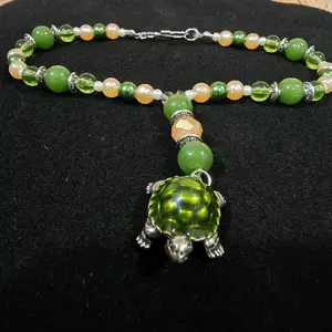 Beaded Turtle Charm Rearview Mirror Hanger