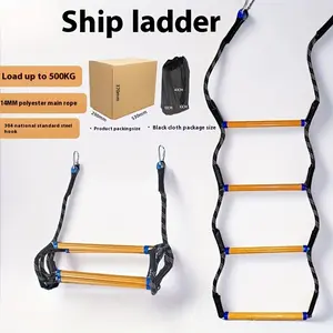 1 Blue Polyester Flexible Ladder - 4-Stage Sea Climbing Rope Ladder for Kayaking, Yachting and Leisure Use, Durable and Lightweight Design for Outdoor Adventures, Kayaking Gear, Yachting Equipment, Functional Style, Safety Pedals