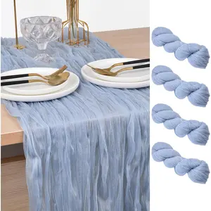 Cheesecloth Table Runner 10Ft Rustic Gauze Cheese Cloth Table Runner Boho Tablecloth for Wedding Bridal Shower Fall Thanksgiving Christmas Decoration 4 Pack