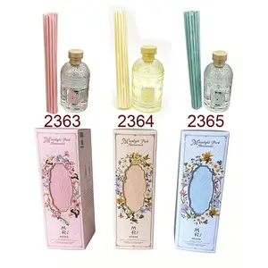 130ML Transparent Floral Diffuser Bottle, Adjustable Scent Concentration, Long-Lasting Fragrance, Home & Hotel Use, 3 Color Series