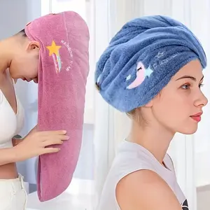 3pcs Soft Drying Hair Caps with Embroidered Patterns, Absorbent Thickened Towels, Head Wraps for All Hair Types, Fast Drying Bathroom Accessories