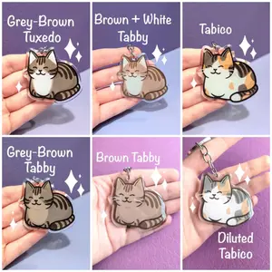 Cat Loaf Keychain with Glitter Epoxy Cute Gift for Cat Person
