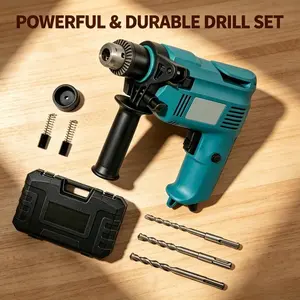 Wired Electric Hammer Drill, Plug-in Heavy Duty Impact Drill, High Power Stable Output, Multi Functional Drilling Hammering, Sturdy Durable, Ideal For Concrete Brick Wall Construction Drilling