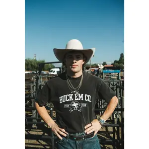 Buck Em Varsity Tee - Faded Black