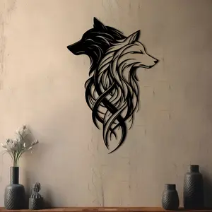 Modern Metal Wall Art Decor, Wolf Head Design, Iron Craftsmanship, Perfect Gift for New Home Birthday, Unique Room Decoration