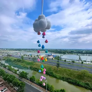 Colorful Raindrop Ornament, Romantic Cute Cloud Decoration, Handmade Fur Ball Decor, Home Decor, Wall Hanging Decor, Ornaments Decor, Holiday Birthday Party Gift