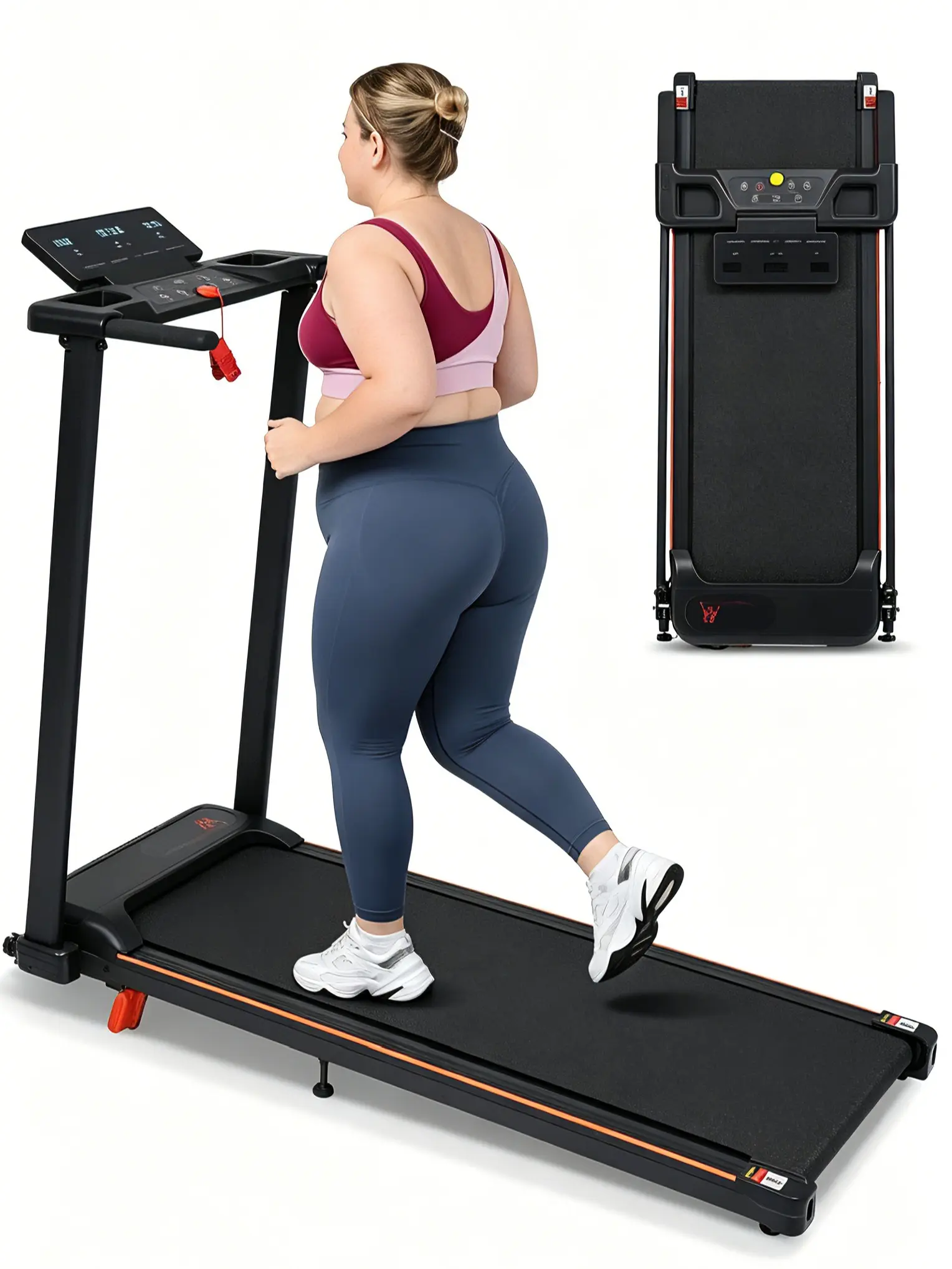 Treadmill with 8% Incline, Portable Treadmills for Home with Handle, Foldable Treadmills with 265 Lbs Capacity, 3.0HP Treadmill with 4 Adjustable Support Feet