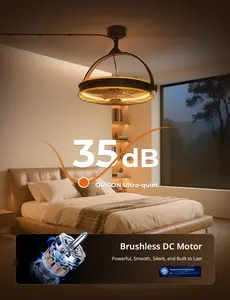 Orison 24.8'' Outdoor/Indoor Garage Ceiling Fan, 6 Speed Ceiling Mounted Plug-In Cord Garage Fan with Remote&APP, Manual Vertical Rotation, Hook hanging for Gazebo, Patio, Yellow&Black