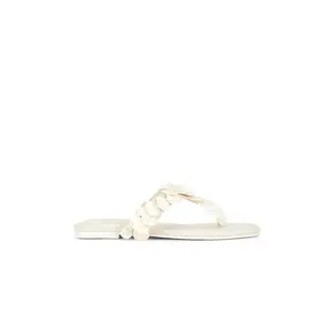 SIMKHAI Elin Natural Shell Beaded Thong Sandal in Alabaster