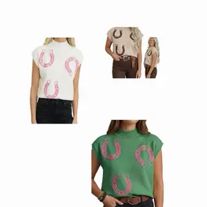 Las Crochet Horseshoe Western Knit Sweater
