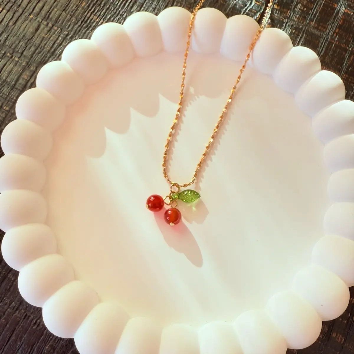 Red Cherry Pendant Necklace - Women's Fashion Accessory