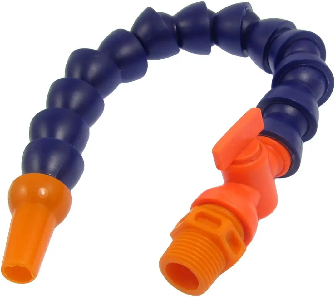 14.4" Dark Blue 1/2-14NPT Thread Round Spout Plastic Flexible Oil Coolant Pipe Hose