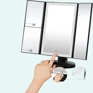 TLPOO Makeup Mirror with 72 LED Lights, Magnification 3 Colors Dimmable, Portable Mirror for Women