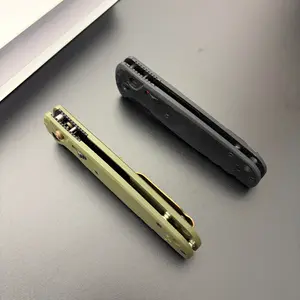 D2 Folding Knife, Button Lock Pocket Knife, G10 Handle EDC Knife for Camping Hiking Outdoor Survival, Gift for Men
