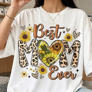 Mothers Day Png, Best Mom Ever Png, Sunflower Png, Leopard Print Png, Mama Graphic