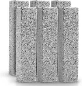 6 Pack Pumice Stone for Toilet Bowl Cleaning, Scouring Stick Remove Toilet Bowl Hard Water Rings, Calcium Buildup and Rust Suitable for Cleaning Toilet, Bathroom, Kitchen Sink, Grill（Gray