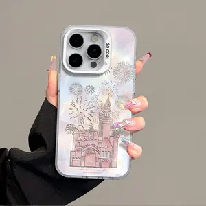 IPhone 16Promax Christmas Fireworks Castle Phone Case Anti Drop Protective Case Suitable For iphone 17 15 14 13 12 11 SAMSUNG S25 24 23 22 ULTRA Acrylic Phone Case