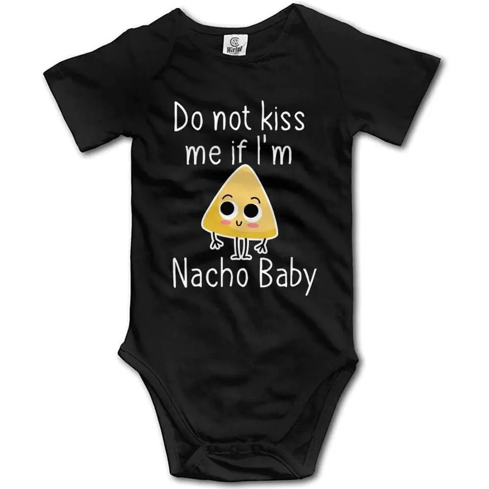 Funny "Nacho Baby" Graphic Bodysuit, Cute 100% Cotton Short-Sleeve Newborn Romper with Snap Buttons, Newborn Outfits, Infant Outfit, All Seasons, Fun Themed Bodysuits, Fitted, Envelope Neck, Unisex
